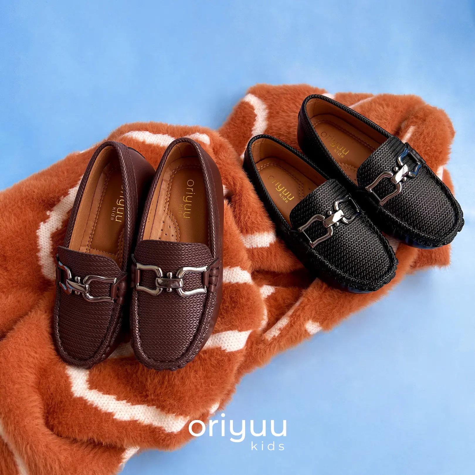 Mini Gentleman - Oliver - Oriyuu Kids - Sepatu Pantofel Anak Laki Formal Pesta Slip On Kulit Hitam