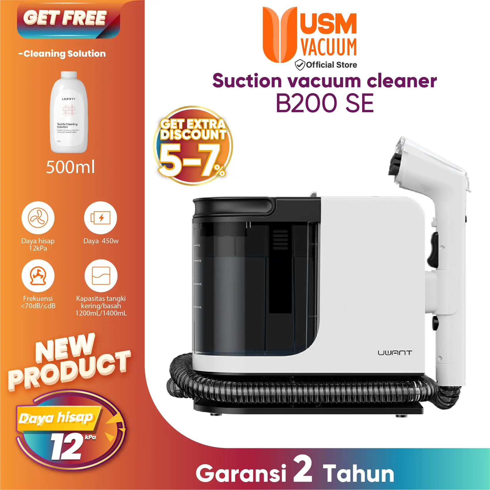 【COD 】Uwant B200 SE Wet Vacuum Cleaner Fabric Cleaning Machine Integrated Household Carpet Washing Machine Sofa Mattress Curtain Cleaning Artifact 12Kpa