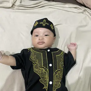 Baju Lebaran Romper Koko Soleh Premium / Baju Muslim Anak  Lembut Bayi Panjang Katun Peci