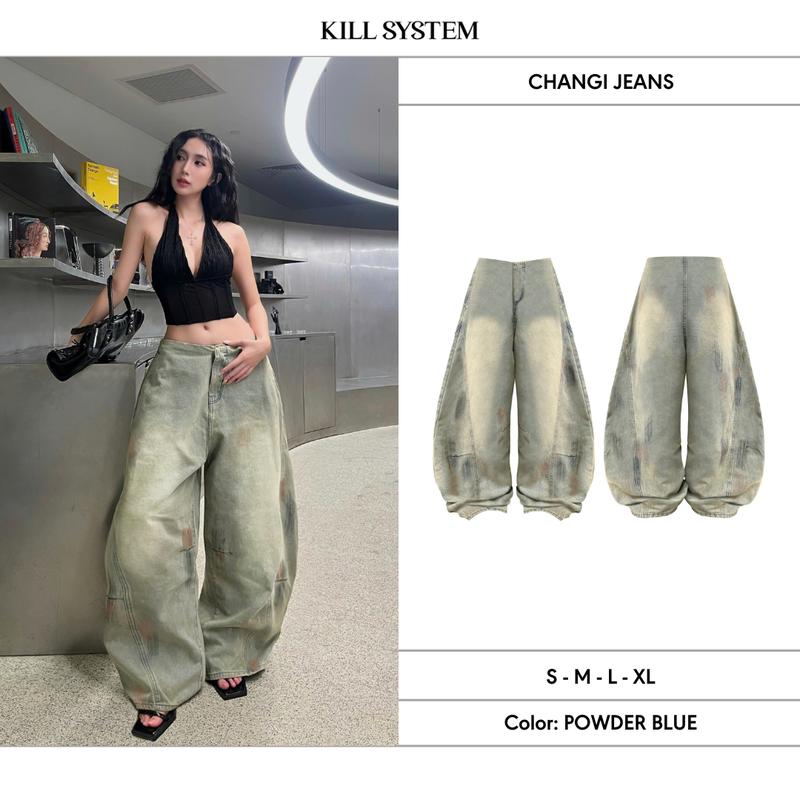 Quần jeans cạp trễ không lưng CHANGI - KILLSYSTEM