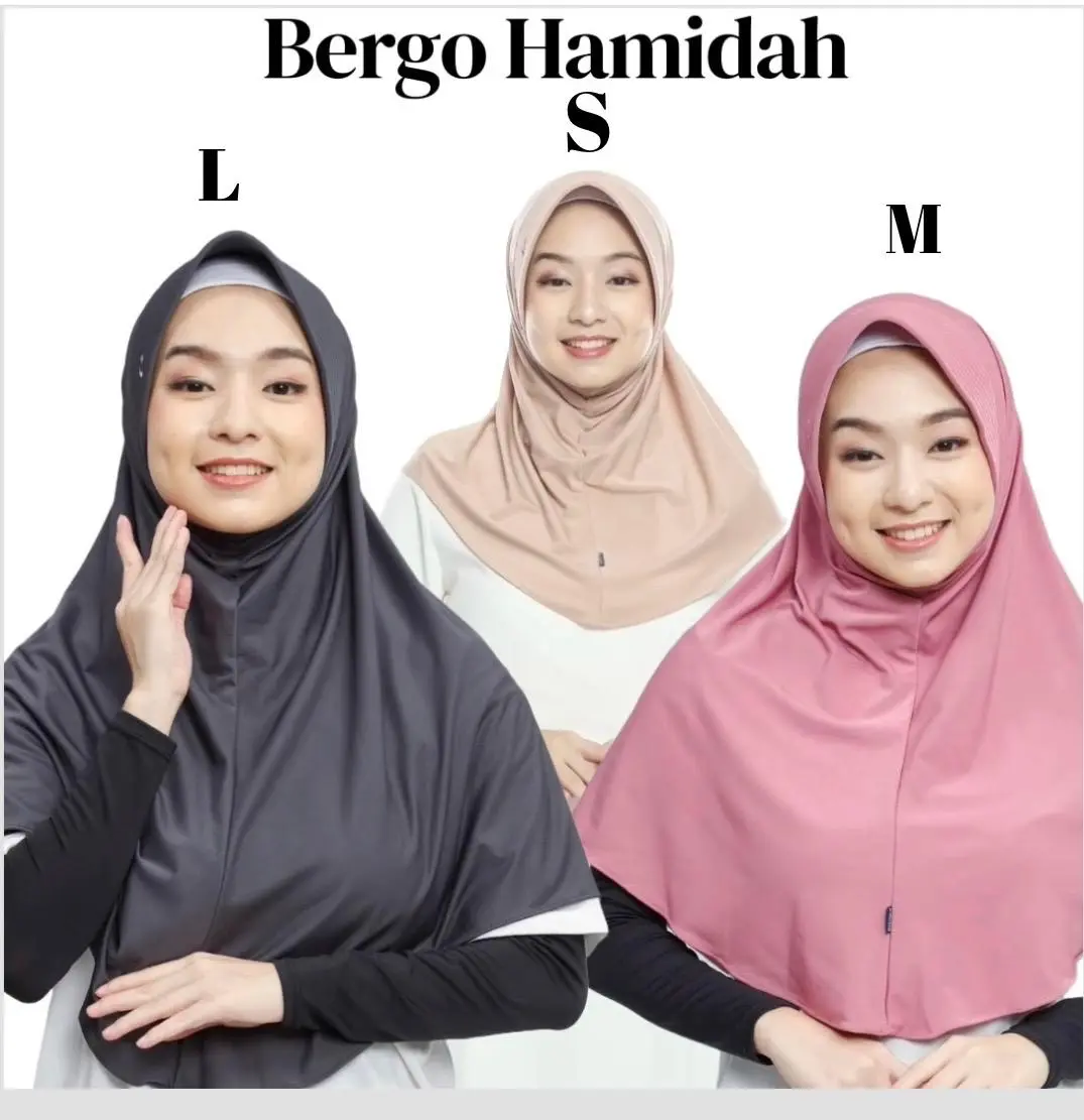 (ORI)Bergo Hamidah Sport/Bergo Hamidah Instan All Size SML