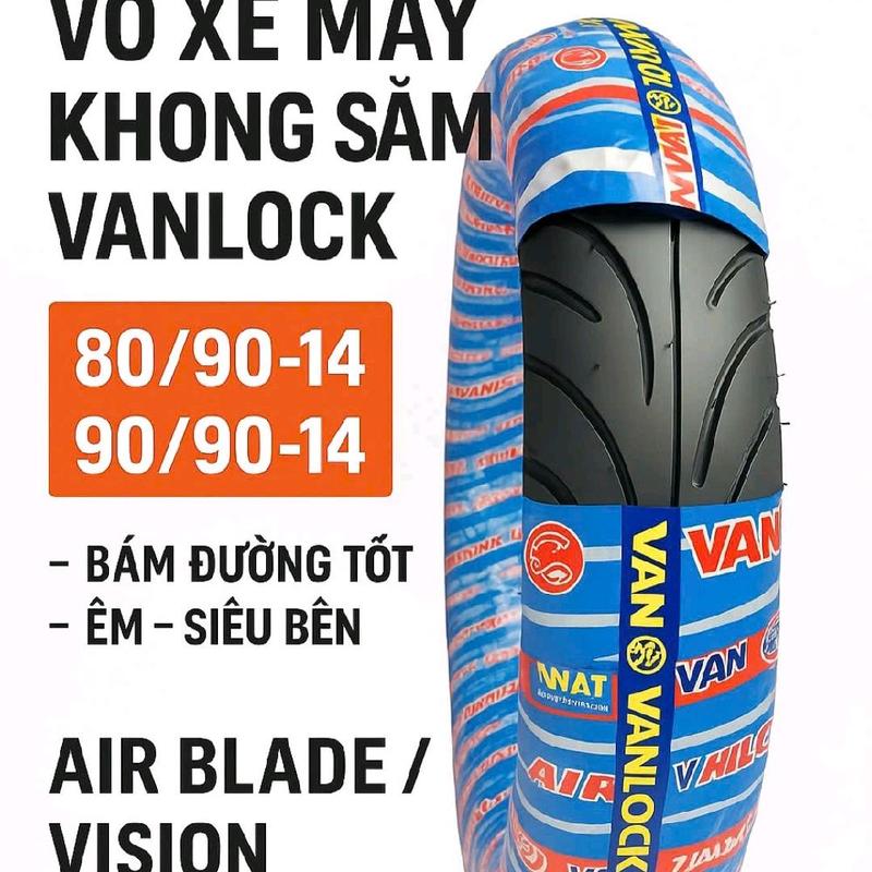   Vỏ  Lốp Xe Máy Không Săm Air Blade Và Vision 80 90-14 90 90-14 Chính Hãng Vanlock Phụ Tùng Phụ Kiện 