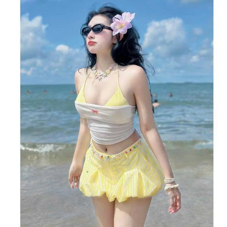 Set Bikini 3 Món Đi Biển Dễ Thương Bigsize 58-90kg Linhh Nguyen Bigsize