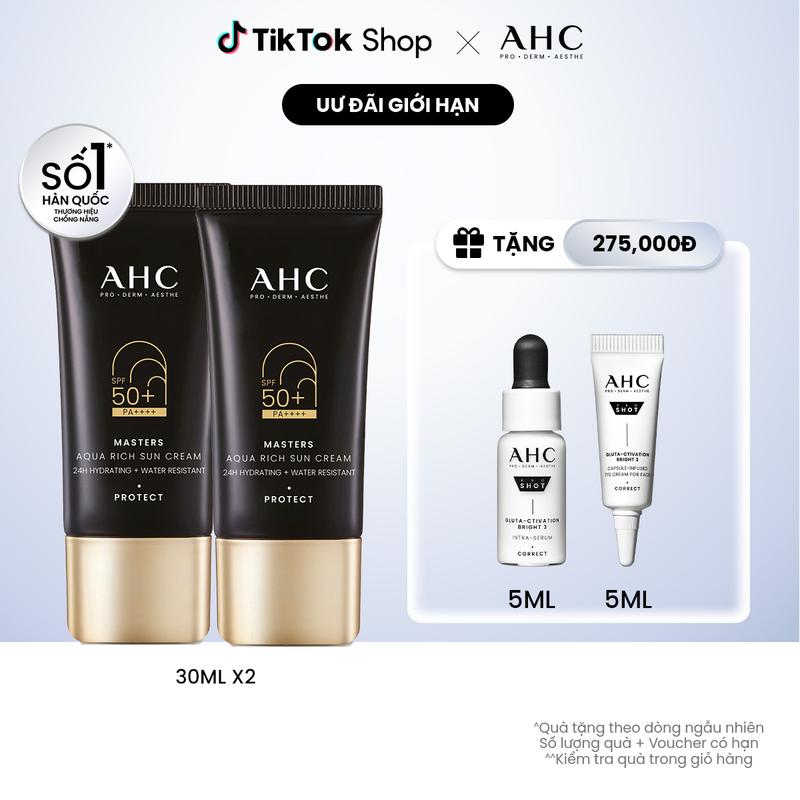  Kem Chống Nắng AHC Phổ Rộng căng bóng da suốt 24H Masters Aqua Rich Sun Cream 30ml x 2  4  