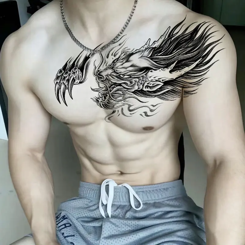 Hình Xăm Dán Tạm Thời Lớn, Ngực, Eo, Vai, Lưng, Không Thấm Nước, Lông Vũ Chéo, Cánh, Gai, Hình Xăm Giả, Underboob, Nghệ Thuật Cơ Thể 6