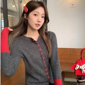 Áo Khoác Len Cardigan Dệt Kim, Dành Cho Nữ, Hàng Mới Về Thu Đông, Phong Cách Ngọt Ngào, Mỏng Vừa Vặn, Áo Dài Tay, Thiết Kế Khối Màu Độc Đáo 8642 #