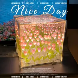 【Tas Hadiah】Tulip Lamp Light Rose Malam Lampu Led DIY Untuk Dekorasi Hadiah Liburan Hadiah Valentine birthday kamar tidur anak perempuan Merah Biru