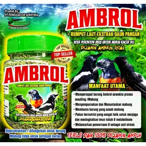 Ambrol Voer Hijau Perontok Bulu Burung Terjamin Ambrol Total Untuk Burung Murai Kacer Vitamin Gacor