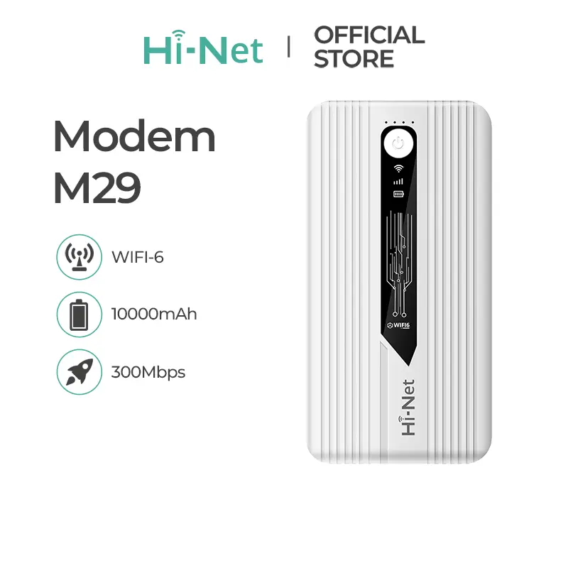 Hi-Net Modem M29 Router Wifi6 300Mbps + Powerbank 10000mAh Dual Fungsi untuk Koneksi Stabil & Isi Daya Mudah dengan Teknologi Anti Gangguan dan Dukungan Semua Kartu SIM