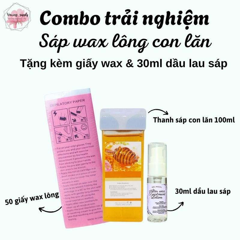 [Che tên sp] Combo sáp wax lông con lăn Waxing Supply nữ cạo râu Women waxing sap conlan kem wax lông wax  dạng  lăn