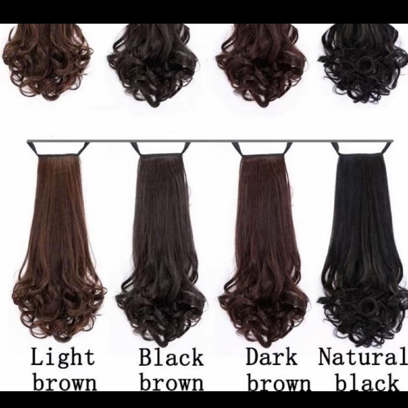 Jepit Rambut Poni Keriting Panjangl Ekstensi Rambut Sintetis untuk Wanita 35cmPonytai Keriting Panjang vepit,Ekstensi Rambut Sintetis Wanita