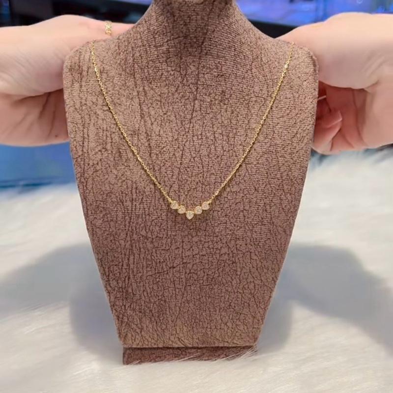 Dây chuyền mặt đính đá trái tim mạ vàng 18k phụ kiện cho phái nữ