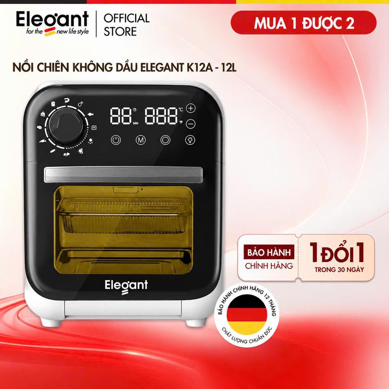 Nồi Chiên Không Dầu Elegant K12A 12L - Công suất 1800W, 12 chế độ nấu, Tiết kiệm điện năng