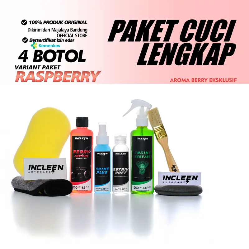 Terlaris No. 1 | PAKET EKSKLUSIF CUCI LENGKAP PENGKILAP PEMBERSIH PERAWATAN KENDARAAN 4 BOTOL by INCLEEN AUTO CARE 0