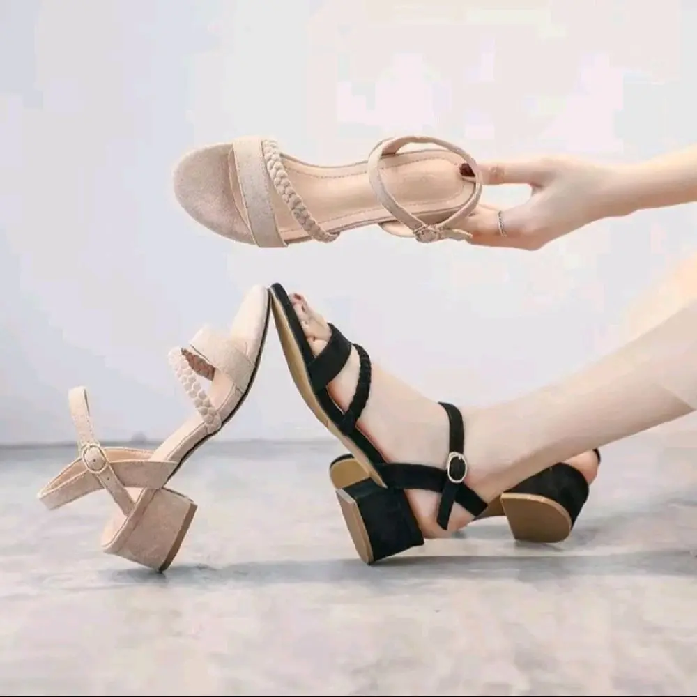 High Heels Tali Kepang Hak Tahu Wanita AD 05 Sepatu Kondangan lebaran Pesta Sandal Cewek Wisuda