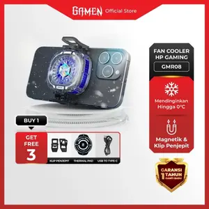 GAMEN GMR08 Fan Cooler Transparant RGB, Ponsel Pendingin Handphone/Tablet/Ipad,2 In 1 Clip Dan Magnetic - Garansi 1 Tahun (BISA COD)