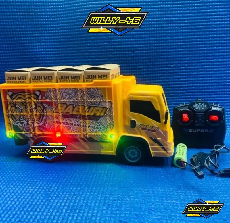 RC Truk Oleng Basuri RC Nyala Klakson Teloled dan Nyala Lampu LED 2.4Ghz Anti Bentrok Signal Bisa Buat Mabar 2