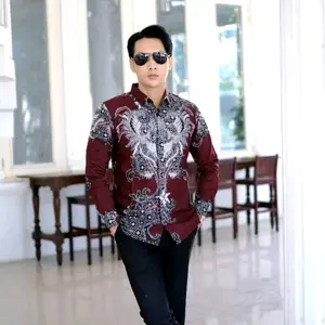 AGNIRAJA MERAH Kemeja Batik Pria Lengan Panjang Slimfit Lapis Furing Bahan Katun Halus Solo Nyaman Tidak Luntur - Baju