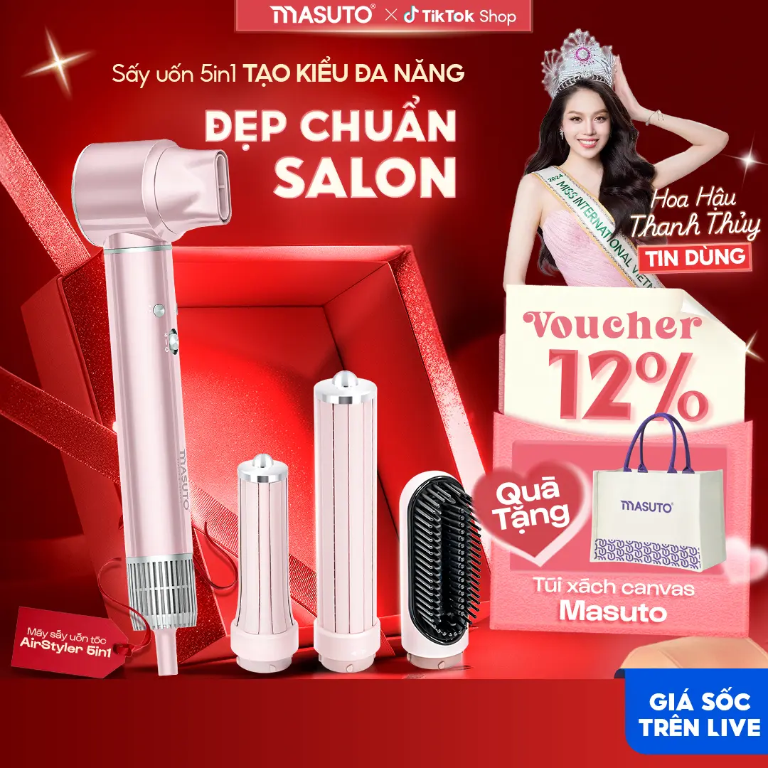 [SIÊU SALE 15/5] Máy Sấy Tóc Tạo Kiểu 5in1 Masuto AirStyler - BESTSELLER HB - Công Nghệ Ion Âm Bảo Vệ Tóc, Giảm Hư Tổn Tóc, Bảo Hành 24 Tháng #maysaytoc #maysay #maysaytocmasuto #may5in1masuto #maysayuon5in1masuto