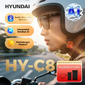 【Super Sale】Hyundai HY-C8 Headset Kacamata Bluetooth Pintar Teknologi Hitam Kacamata Hitam Olahraga Mengemudi Sepeda Motor Antibocor Kacamata Hitam Multifungsi Earphone Headphone Wireless Bass Microphone Speaker
