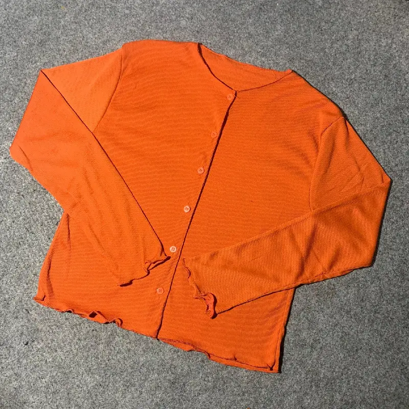 Cardigan Waffer Dan korean Style Rib Crop Top Wanita Lengan panjang Atasan wanita Cantik Tebal Dan premium 3