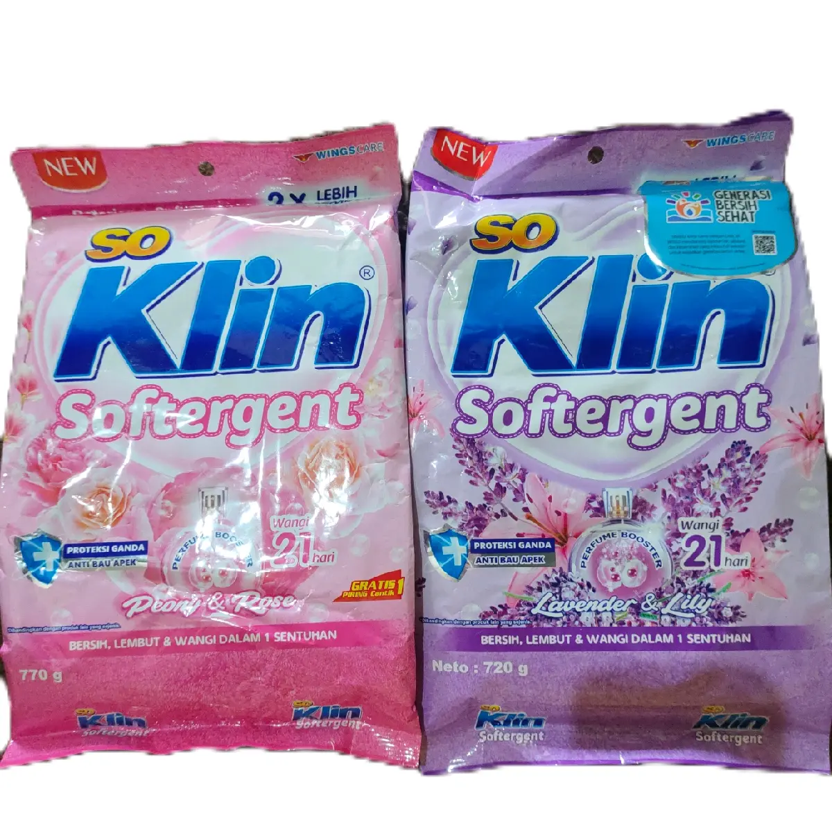 Soklin Detergent bubuk anti bau apek 770gr Membersihkan baju Lavender