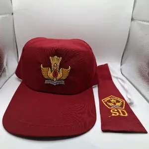 1set topi SD merah polos sama dasi