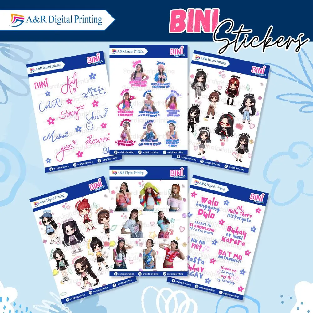 BINI Sticker Waterproof Vinyl Sticker for Tumbler Flasks Notebooks  Decorative Laptop Blooms Colet Mikha Maloi Aiah Gwen Sheena Jhoaana