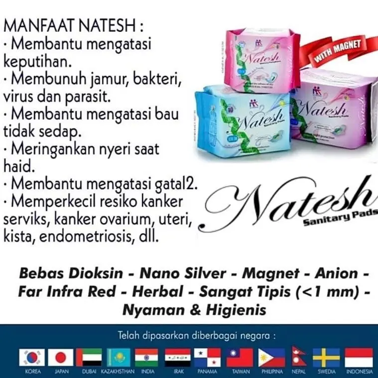 Pembalut Natesh Pantyliner isi 20 Pads Pembalut Wanita Pantyliner Herbal Natesh Mengatasi Keputihan 1