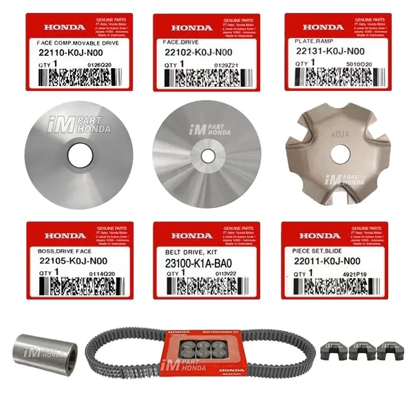 22110-K0J-N00 22102-K0J-N00 22131-K0J-N00 22105-K0J-N00 23100-K1A-BA0 22011-K0J-N00 Paket Rumah Roller Kipas CVT Plate Ramp Bos Drive Van Belt Plus Roller Piece Slide Genio Beat LED Deluxe Street K1A K1AL Scoopy eSP K2F K2FP 1