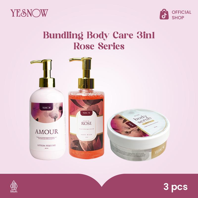 Bundling Body Care Fleurie Series 3in1 Yesnow  ( Body Scrub + Body Wash + Body Lotion  ) 2