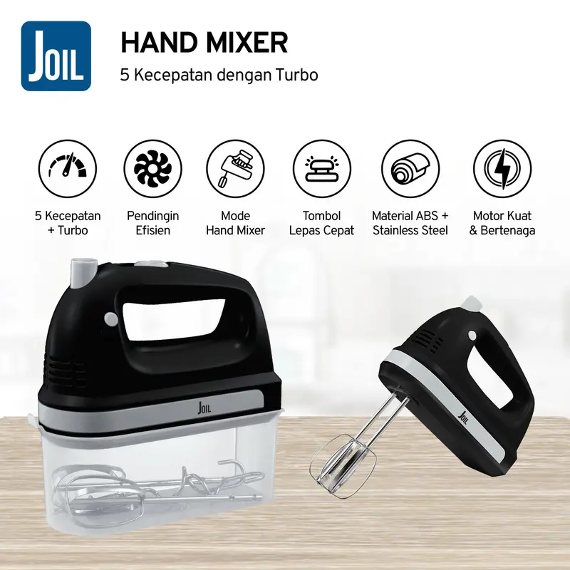 Joil Hand Mixer Kecepatan Turbo Stainless Steel Food Grade