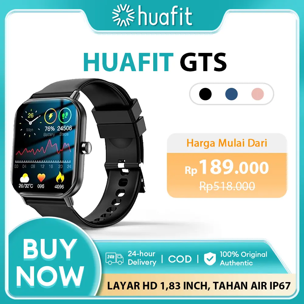 【Promo Price】 Huafit Smart Watch GTS Smart Watch Pria Smart Watch Wanita Smart Watch Android aolon Smart Watch Strap Smart Watch Bluetooth Heart Rate Monitor Wallpaper DIY Game Smart Watch Olahraga Luar Ruangan Layar Pintar