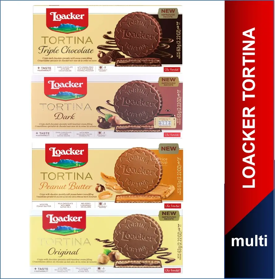 Billionmart Loacker Tortina Peanut Butter/ Dark/ Original/ Triple Chocolate 63g