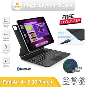 Case For Ipad Air 4 5 2020 2022 Gen 4th 5th 10.9 Inch Casing Magic Keyboard Backlight Trackpad Magnetic Cover Touchpad Magnet Magnetik Kesing Sarung Magic Keyboard Ipad