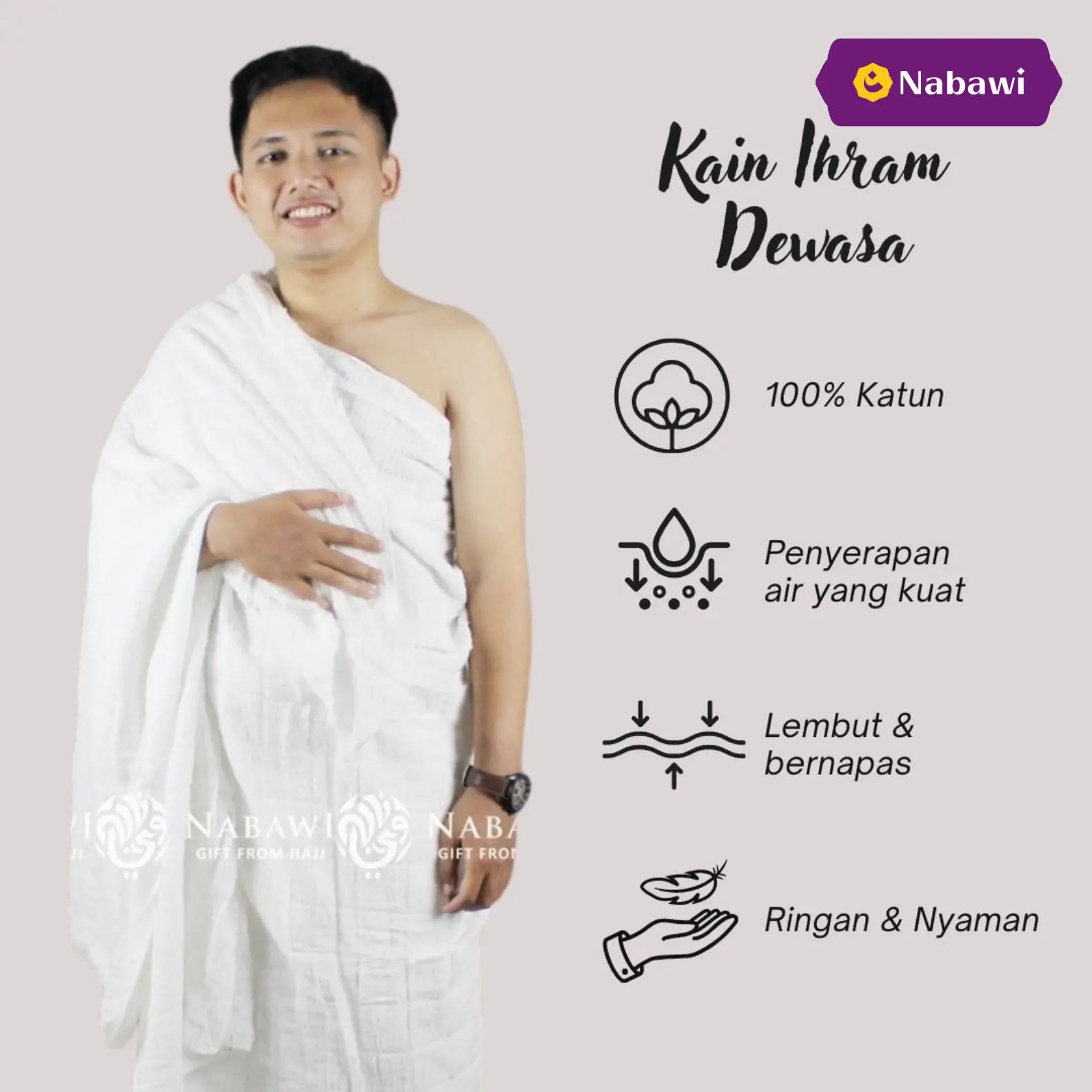Baju Kain Ihram Ihrom Pria Murah Bahan Handuk Tebal Berkualitas/Perlengkapan Haji/Perlengkapan Umroh