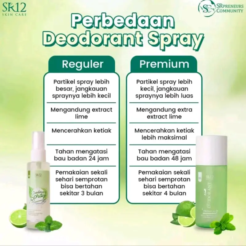 SR12 Deodorant Spray Reguler / Premium 60 ml Atasi Bau Badan Ketiak 3