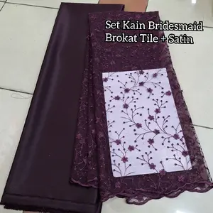 [Free Bridesmaid Card] KAIN SERAGAM BRIDESMAID - PAKET KAIN BRIDESMAIDS TILE DAN SATIN - SET KAIN PAKET BRIDESMAID TILE MUTIARA DAN FURING BAHAN KEBAYA - BAHAN KAIN SERAGAMAN BRIDESMAID /DRESS WISUDA, KAIN BROKAT BRUKAT TULLE MUTIARA DAN POLOSAN SATIN