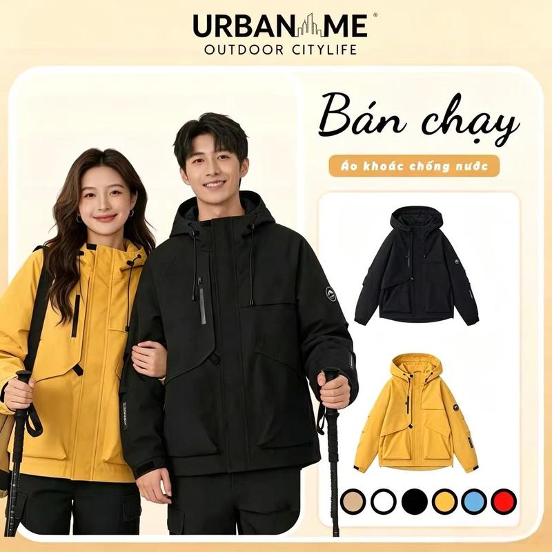 URBANME | Áo khoác chống gió và chống nước phong cách Hàn Quốc (dành cho cặp đôi) | Phong cách thời trang | tặng kèm kính râm |  phù hợp đi leo núi , đi phượt,dã ngoại và đi xe máy hàng ngày