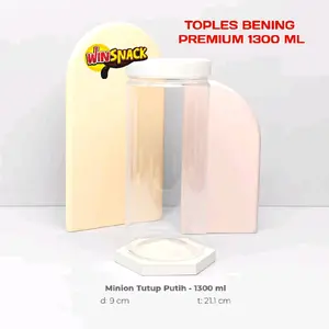[1 PCS] Toples Tabung PET JAR 1300 ml  Plastik Bening Wadah Kue Lebaran Tebal Serbaguna