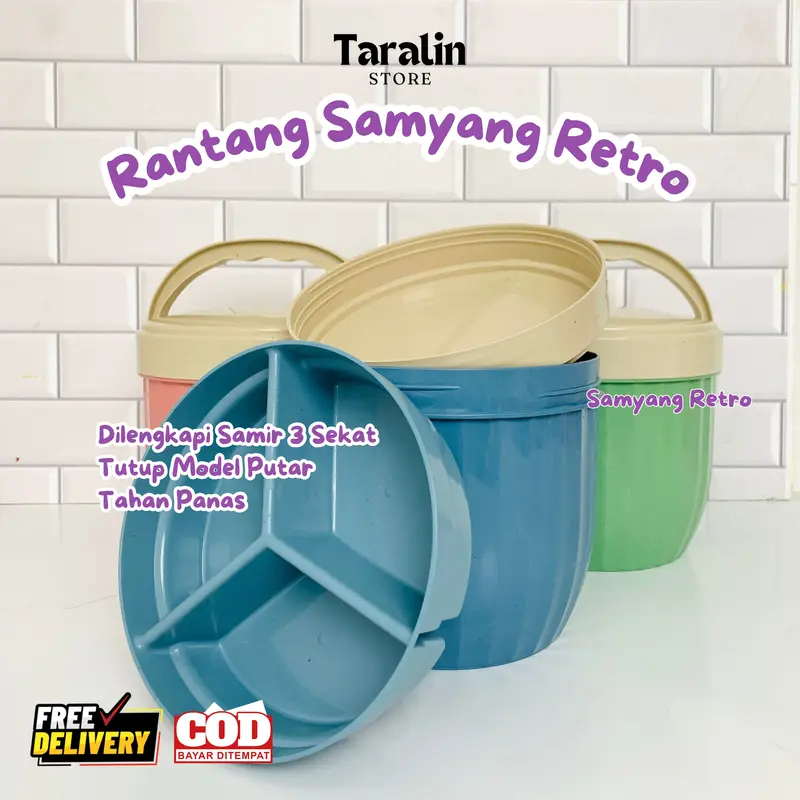 SUSAN - (6pcs) Rantang Samyang Retro - Rantang Tunggal Rantang Makan Kitchenware rantang  plastik 2