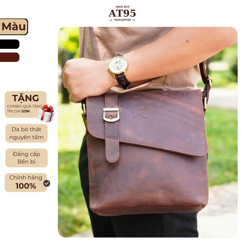 Cặp NGŨ LINH đeo vai 01 nhỏ gọn da bò thật cao cấp AT95