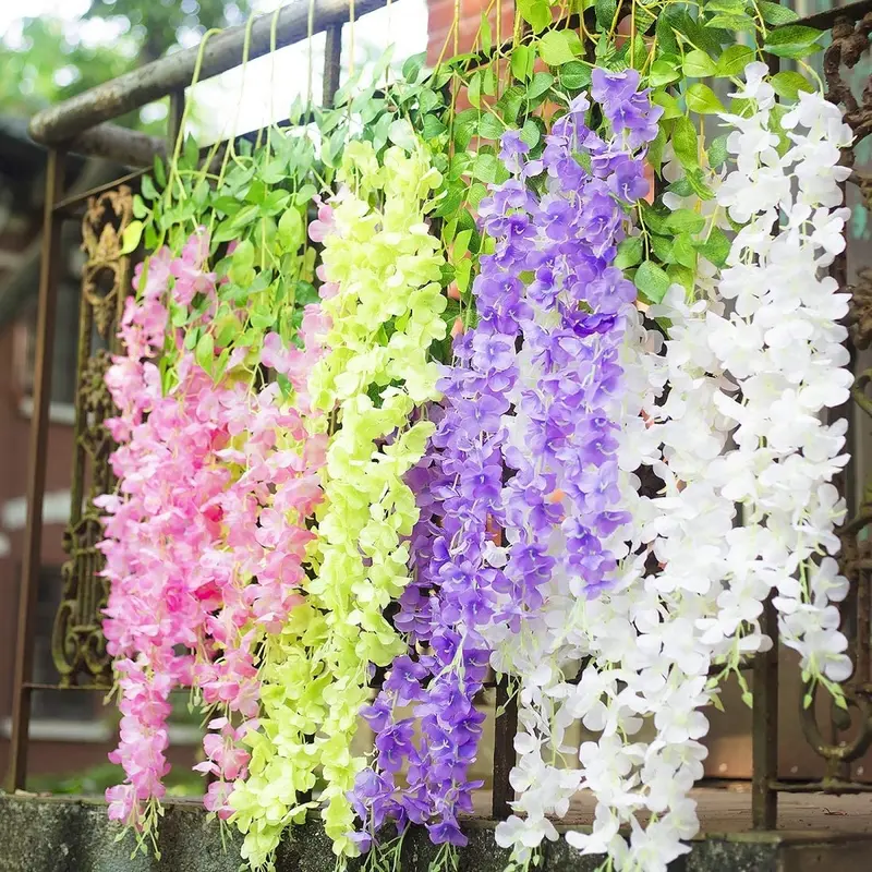 [12PCS] WISTERIA GANTUNG JUMBO / Bunga Wisteria Besar Warna Putih Merah Plastik 2