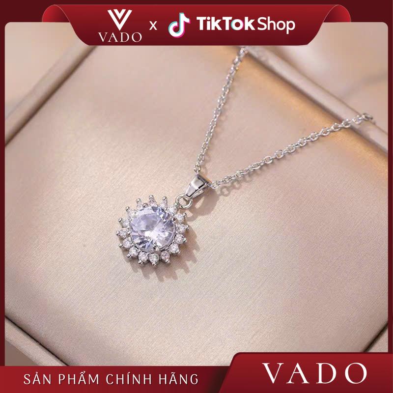 LIVE - CB Dây Chuyền Hoa Đính Đá - Chất liệu hợp kim Kèm Bông Tai Đính Đá -COMBO63