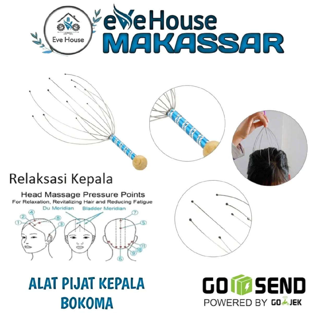 Makassar V6 Alat pijat kepala bokoma pijet relaksasi terapi kepala