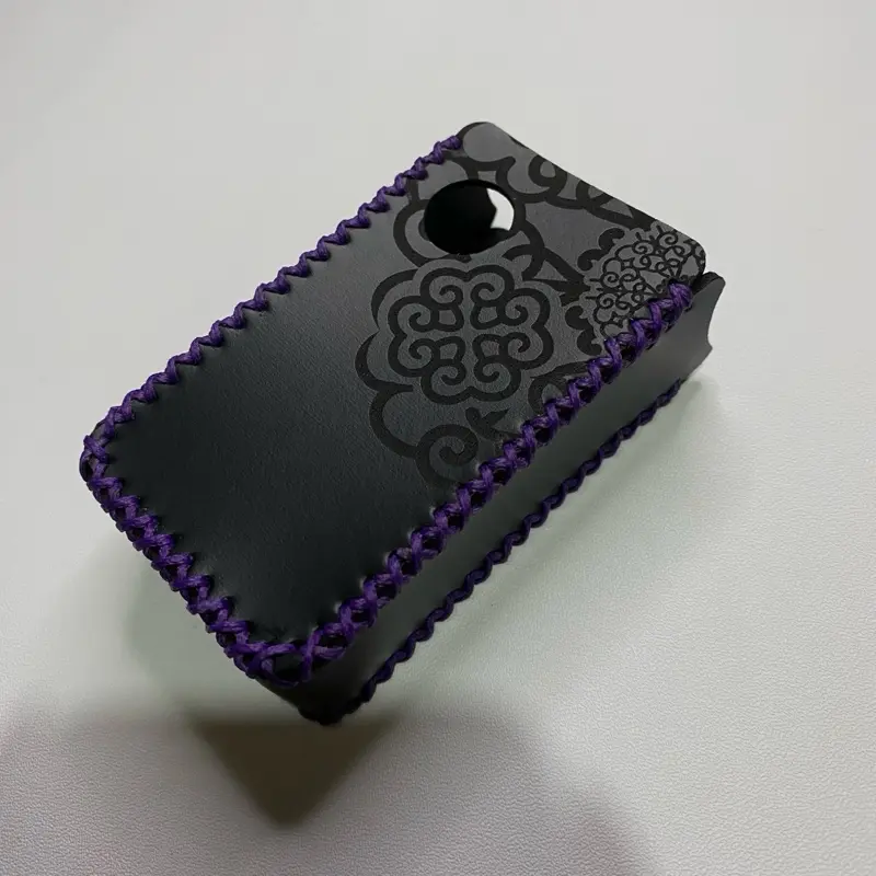 Leather Case DotAioV2 Hitam Ungu Half Flower