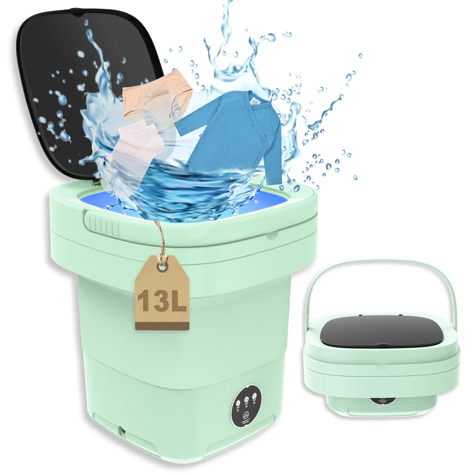 Portable Washing Machine, 13L 2kg 2 in1 Mini Washing Machine, Lavadora Portatil, Travel Washing Machin with 3 Cleaning Modes for Baby Clothes, Underwear, Socks, Camping, RV, Travel