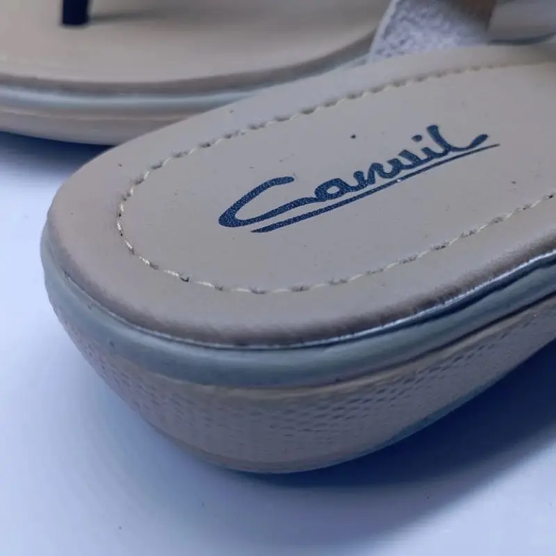 Sandal canvil wanita japit hak datar 2 cm - 3 cm sendal sandal Cewek 5