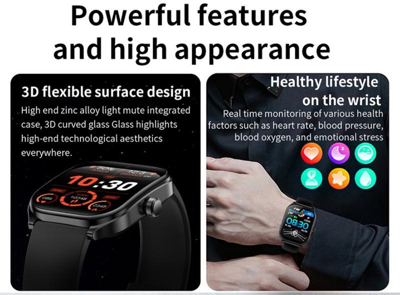 Product Introduction of Aolon Curve Smart Watch Amoled IP68 Waterproof 2.01-inch Curved IPS Screen Bluetooth Call Running Pace Custom Wallpaper Smartwatch Health Monitoring Jam Kaca 2