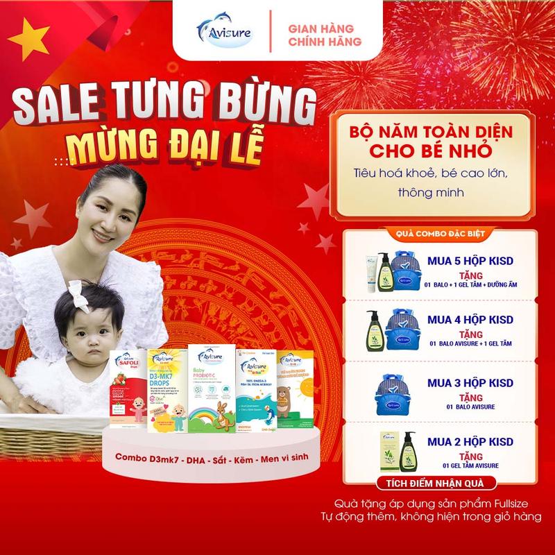 (Tích điểm nhận quà ) Lọ Avisure DHA 20ml, lọ Avisure Safoli Drop 20ml, lọ Avisure D3MK7 20ml, lọ Avisure Zio 20ml, Lọ Avisure Probiotic 20ml bổ sung DHA, D3MK7, Sắt, kẽm Zio, men vi sinh  cho trẻ Cho Bé Vitamin Vitamin D3